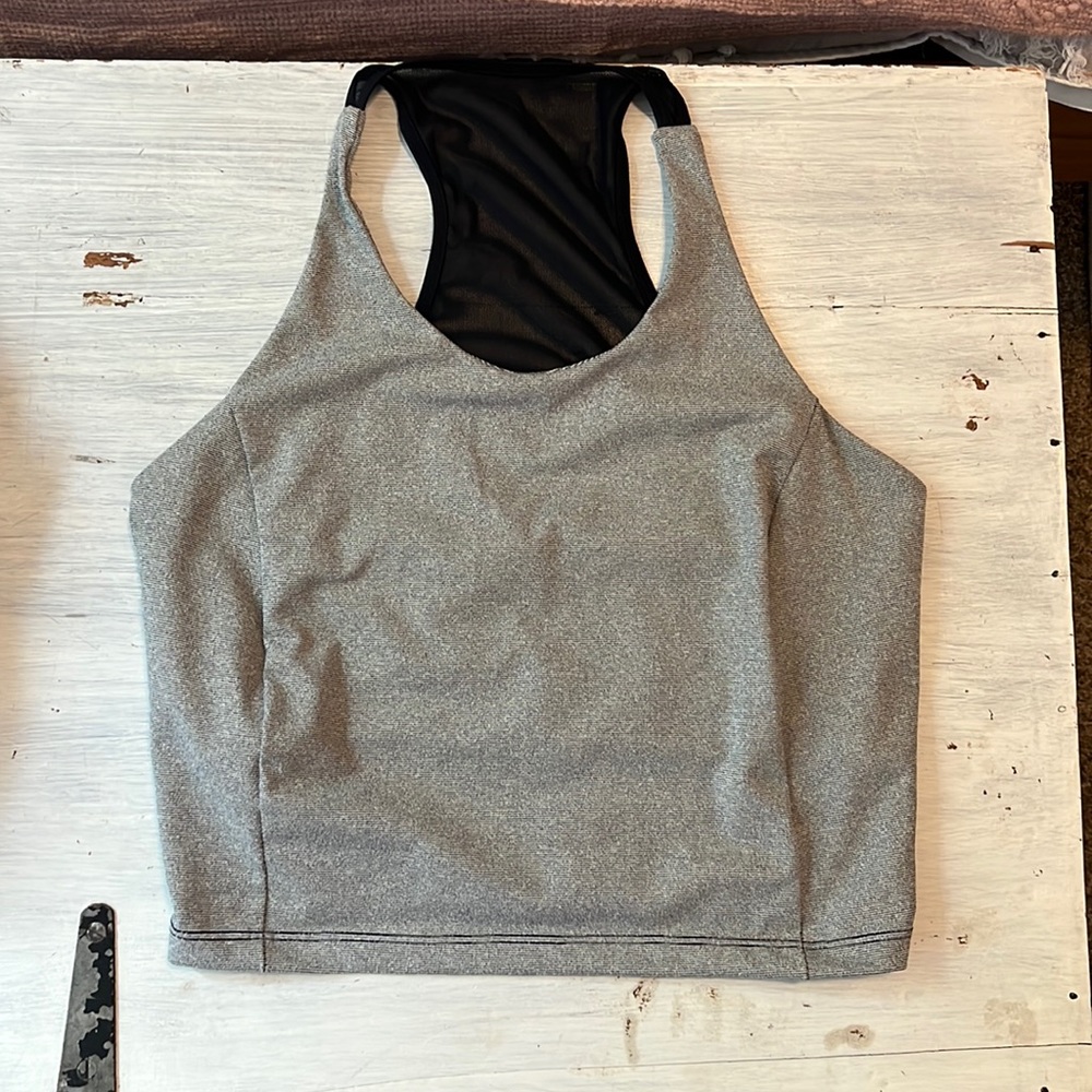 Grey crop athletic top